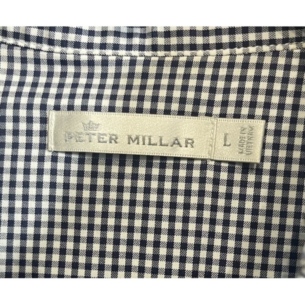 Peter Millar Shirt Womens Large Navy Gingham Plaid Performance Georgia Tech Logo - Picture 5 of 8